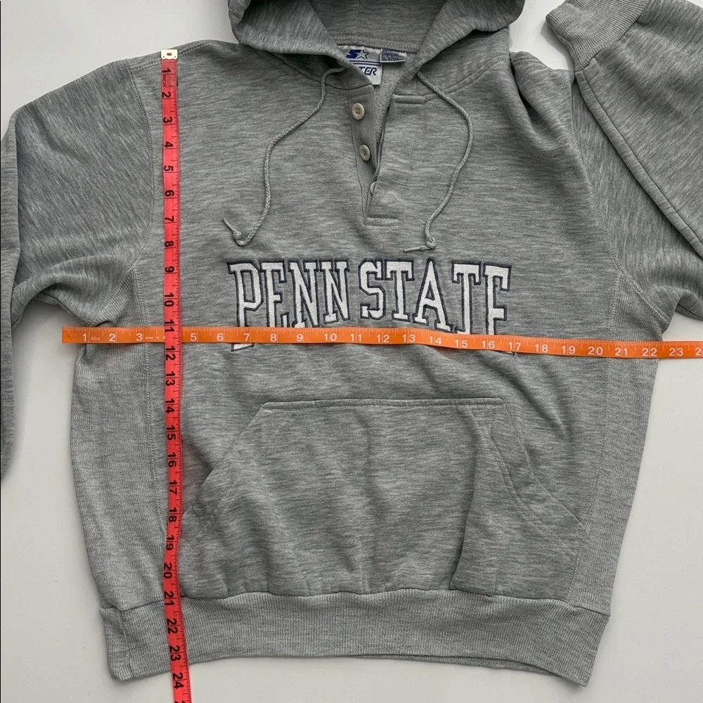 Vintage 90s Starter Penn State Embroidered Hoodie Sweatshirt Grey size Medium